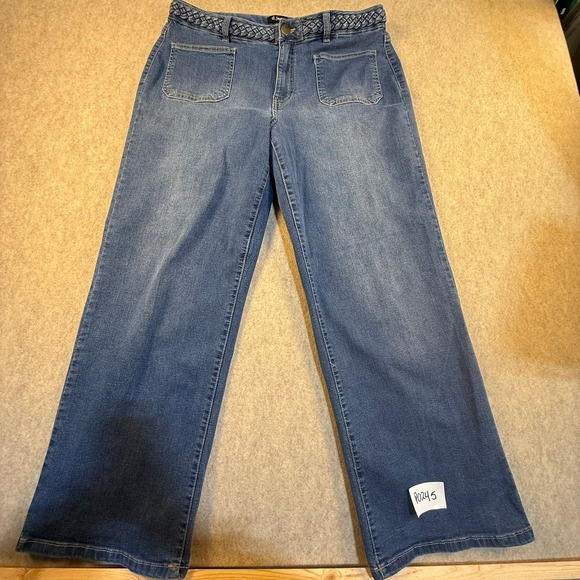 d.jeans Denim - D.Jeans Womens Wide Leg Braided Waist Patch Pocket Denim Blue Jeans Size 14
